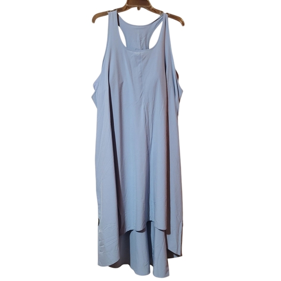 Halara Breezeful Blue Backless Racerback Pockets HighLow Flowy Midi Dress Sz 2XL - Picture 2 of 8